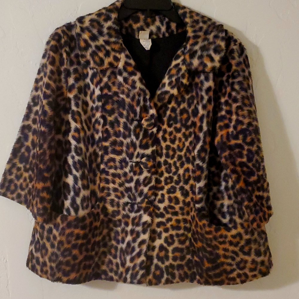 vintage leopard faux fur overcoat